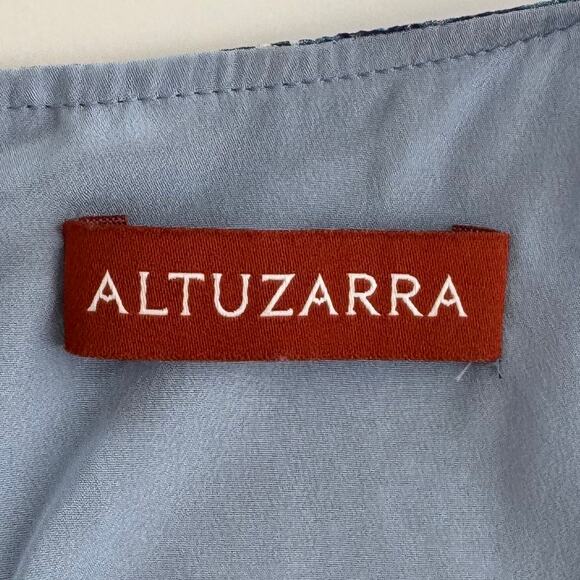 Altuzarra Silk Shirred-Waist Dress Knee Length Blue Multicolor Print FR34 (US2) - Picture 10 of 12